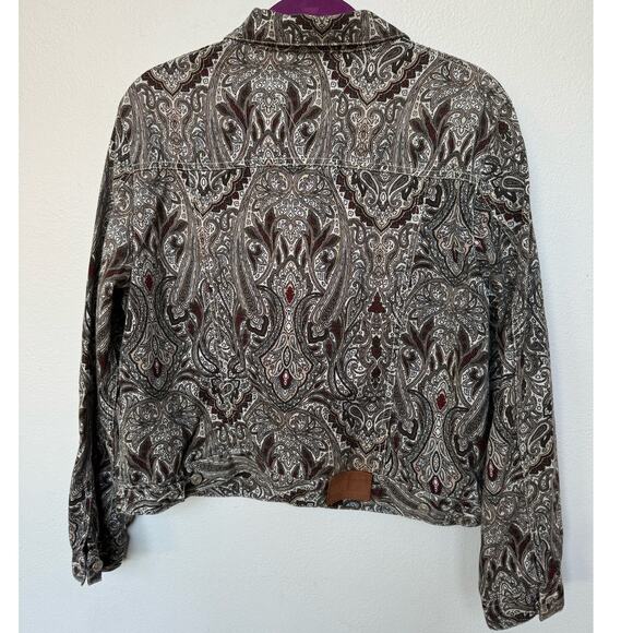 Tommy Hilfiger Paisley Print Jacket Shacket Button Down Brown Women's Sz XL - Picture 2 of 8